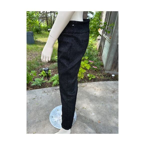 Lord & Taylor Kelly Pull On Black Stretch Trousers Silver Metallic Flat Front 14 - Picture 6 of 14
